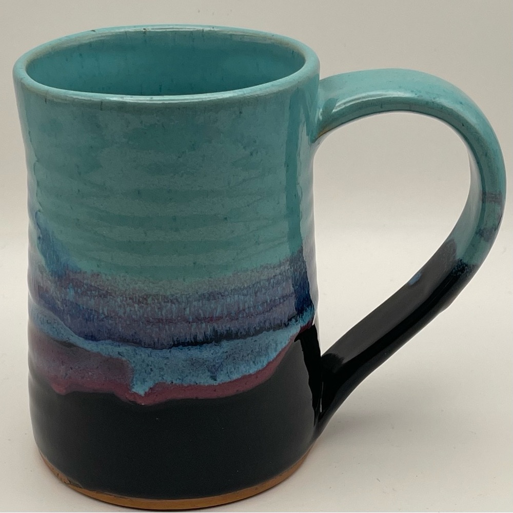 Always Azul Studio Pottery Mug | Turquoise & Midnight Drip Glaze | XLG 24 oz